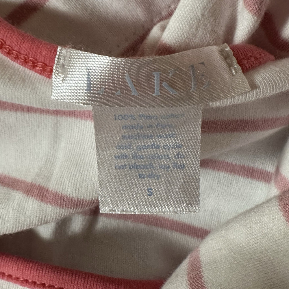 Lake Pajamas Set Womens Small Pink White Stripe Pima Cotton Loungewear Short Slv - Picture 7 of 10